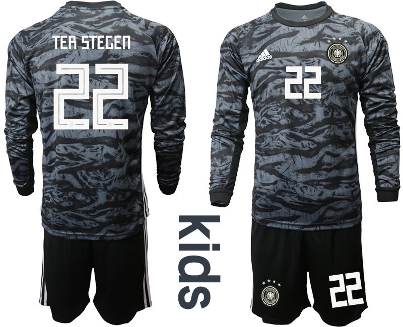 Youth 2019-2020 Season National Team Germany black long sleeve goalkeeper #22 Soccer Jersey